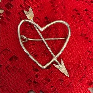 Silver Heart Arrow Brooch